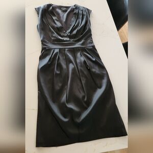 BCBG Paris Black Satin Midi Dress
